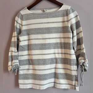 Talbots Long Sleeve Gray and White Striped Top Size Medium